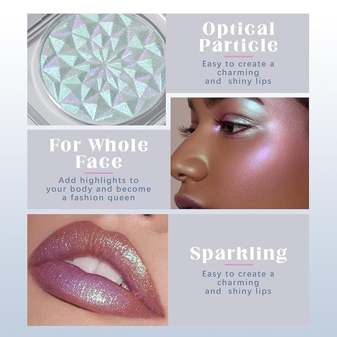 HOSAILY Chameleon Mermaid Glitter Eyeshadow, Duochrome Color Shifting Metallic Single Eyeshadow, Holographic Sparkling Inner Corner Iridescent Shimmer Eye Highlighter Makeup Palette 01