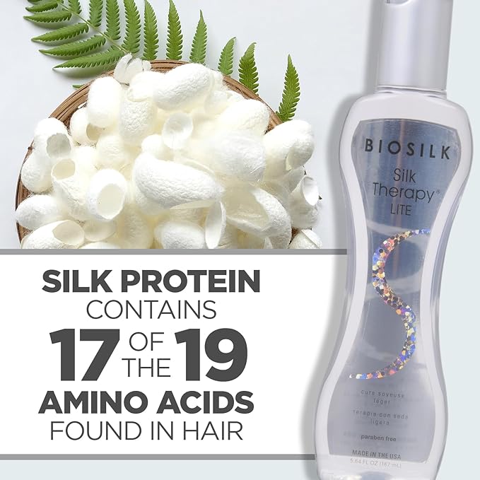BioSilk Silk Therapy Lite, Leave-In Reconstructing Treatment To Smooth Fine & Thin Hair, Sulfate, Paraben & Cruelty-Free, 5.64 Oz
