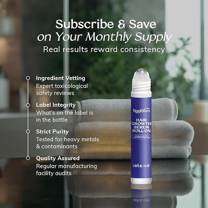 Hair Growth Serum Roll On with Rosemary, Caffeine & Biotin, Helps Support Fuller-Looking Hair, Clean Non-Greasy Scalp Serum for Thinning Hair 2-pack, 2.16 Fl Oz