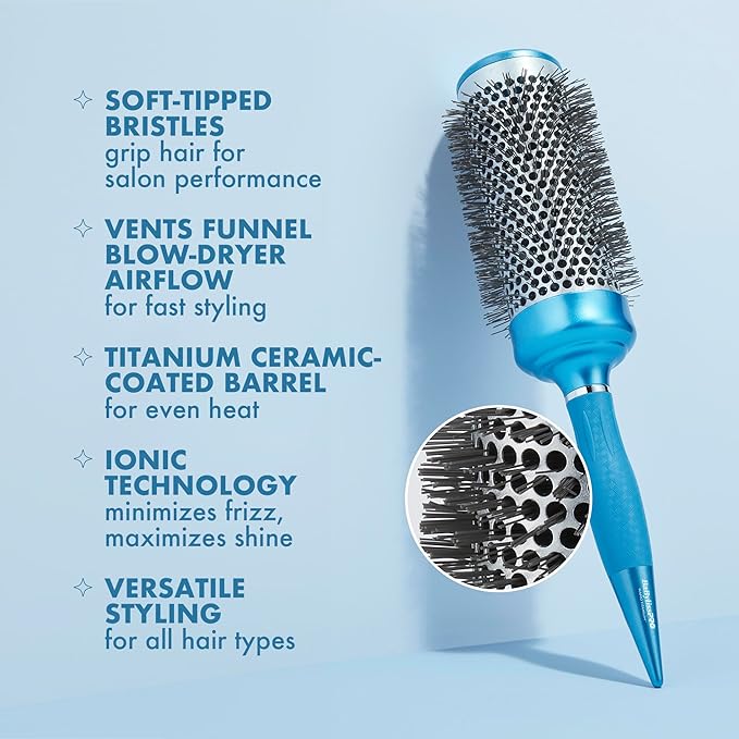 BaBylissPRO Nano Titanium 2" Extra-Long Thermal Round Hair Brush – Professional Blowout Brush for Smooth Results, Frizz Control for All Hair Types