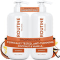 Routine Wellness Anti-Thinning Shampoo for Thinning Hair - Biotin DHT Blocker Women & Men - Color Safe Shampoo for Hair Loss & Healthy Hair - Coconut & Vanilla 14oz (Pack of 2)