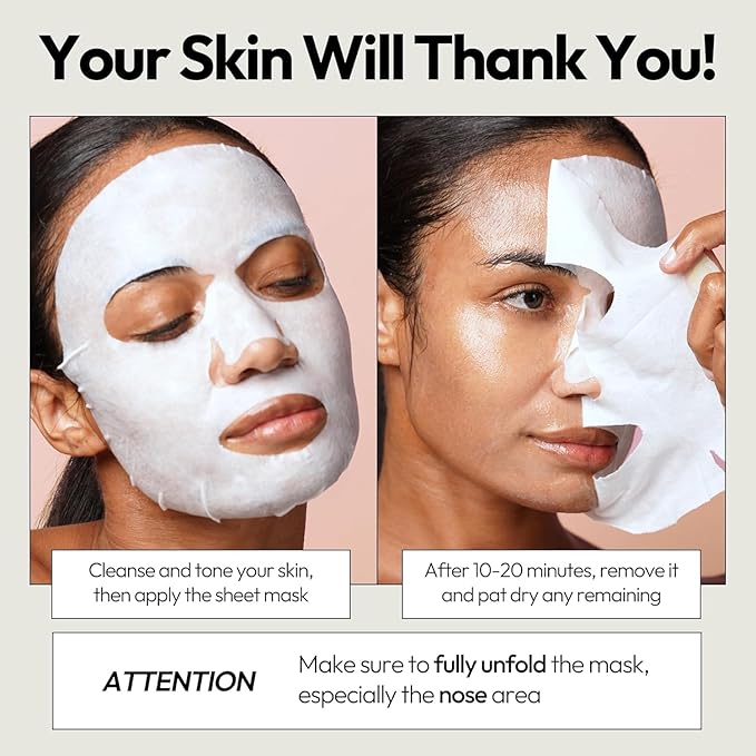 LAPCOS Pearl Sheet Mask - Revitalizing & Refining Face Masks with Rice Ferment - Refines Uneven Texture & Dark Spots - Highly Breathable Eucalyptus-derived Tencel Sheet - Korean Skin Care (Pack of 10)