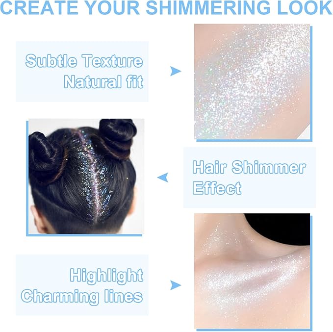 Hair and Body Glitter Spray, Glint-Rainbow Hair Glitter Extra Fine Face Shimmer Powder for Clothes, Festival Loose Sparkle Powder for Rave Clothes Nail Art Easter Halloween Crafts (Glint-Rainbow)