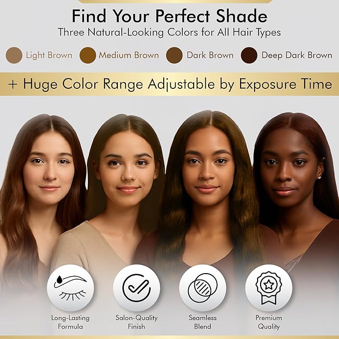 BROWSXPERT Professional Shading Touch-Up Kit — Herbal Henna Color Powder with Mixing Dish, Stir & Brush + Follow Instructions | 3.5g | Medium Natural Brown