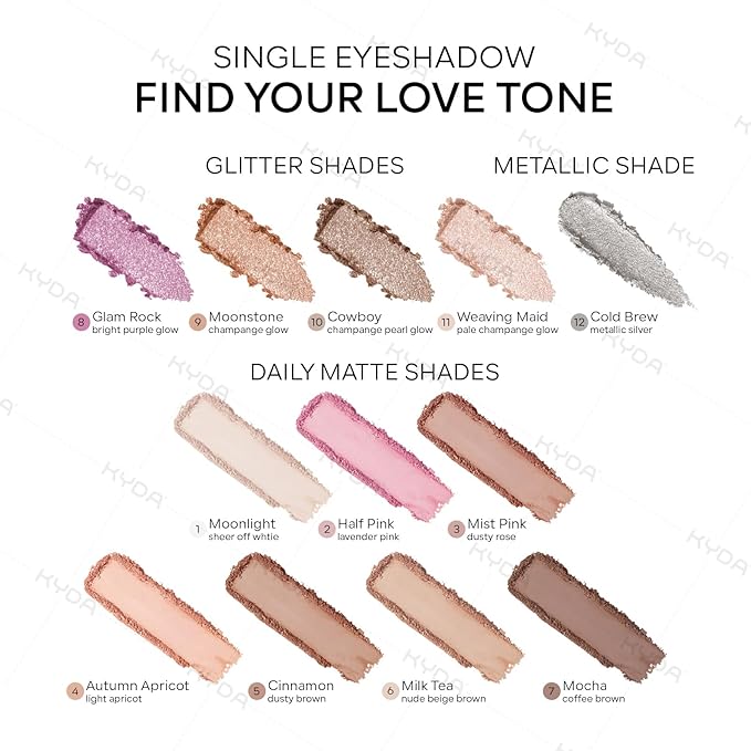 KYDA Peach Matte Single Eyeshadow, Warm Peach Eyeshadow for Eyes and Cheeks, Ultra-fine Lightweight, Crease-proof High Pigmented Formula, Korean Mini Eyes Makeup, Autumn Apricot