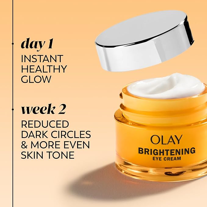Olay Brightening Eye Cream with Vitamin C, Fragrance-Free Hydrating Under Eye Cream for Dark Circles and Dull Skin, Lightweight Eye Cream with Peptides and Vitamin B3, 0.5 oz