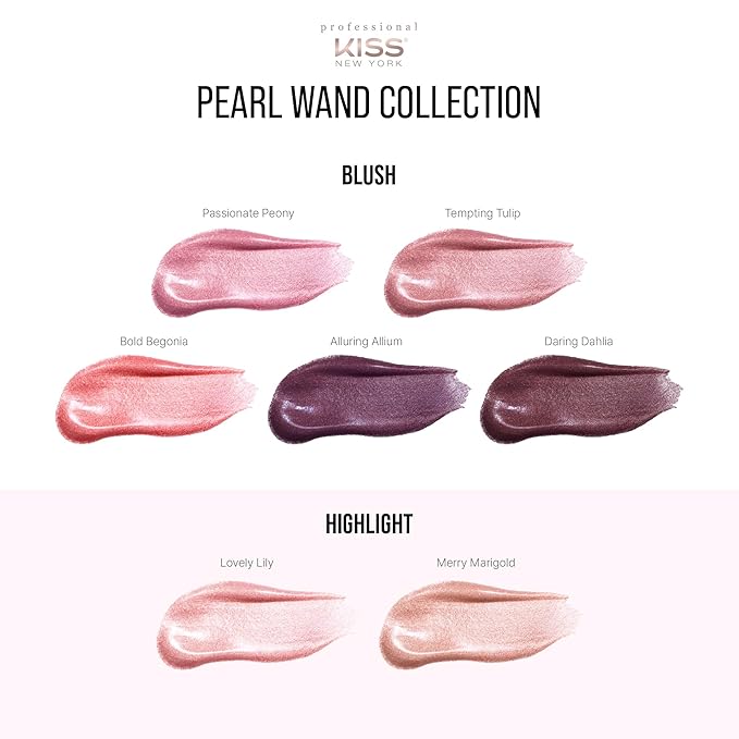 Kiss New York Professional Pearl Liquid Blush Beauty Wand, High Pigment Glow for Cheek, Eye & Lip, Non-Greasy Hydration Lightweight with Sponge-Tip Applicator (Alluring Allium)