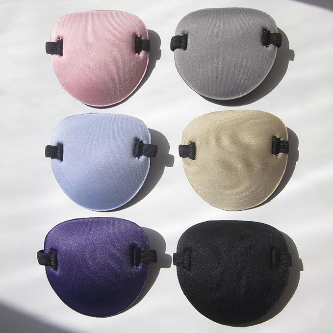 6 pcs Eye Patch,Medical Eye Patches for Adults and Kids,3D Soft Eyepatch for Left or Right Eye,Adjustable Eye Patch for Lazy Eye, Pink Light Purple Gray Black Nude