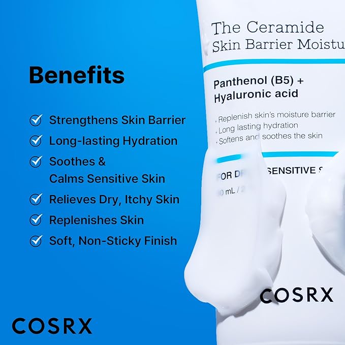 COSRX Ceramide Skin Barrier Moisturizer for Face with 7 Ceramides, Hyaluronic Acid & Panthenol, Barrier Repair Face Cream for Dry & Sensitive Skin, 2.7 oz, Korean Moisturizer, Korean Skin Care