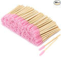 Tbestmax 300 Disposable Mascara Wands Eyelash Brush Spoolies for Eye Lash Extension Eyebrow Bamboo Stick Pink