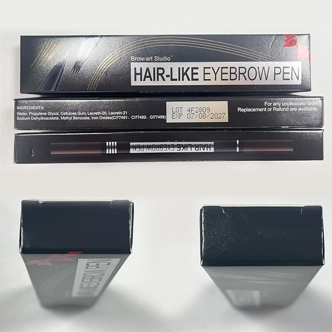 Microblading Eyebrow Pen - Eyebrow Pencil Magical 2-in-1 Dual-Ended Waterproof Eye Brow Pencils for Women with 4-Fork-Tip & Precise Brush-Tip for Natural Hair Like Strokes, Last All-Day, Dark Brown