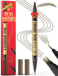 Microblading Eyebrow Pen - 2-in-1 Dual-Ended Eyebrow Pencil with Micro-Fork Tip & Precise Brush-Tip for Natural, Long Lasting Brows - Brown