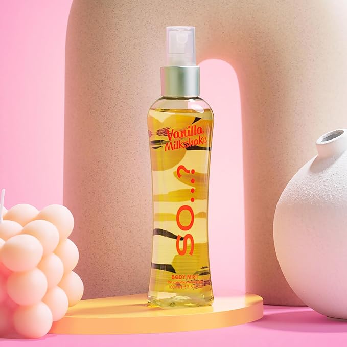 Vanilla Milkshake Body Mist by So...? - Vanilla Perfume with Peach, Plum, Rose Notes - Ideal Gifts for Women - Long-Lasting Perfume for Women - 3.5 oz