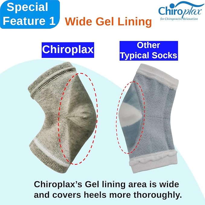 Chiroplax Vented Moisturizing Socks for Dry Cracked Heels Feet Treatment Gel Lined Spa to Repair Heal Soften Calluses Overnight, 2 Pairs (Black)