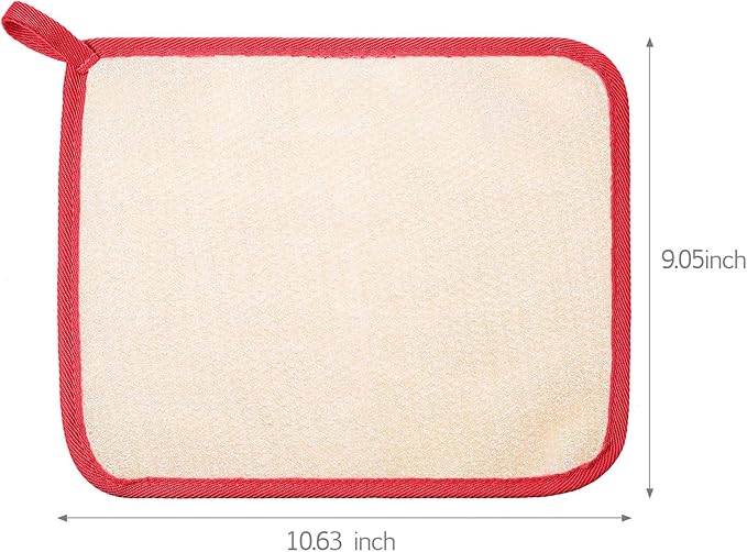 Tatuo 5 Pcs Exfoliating Face and Body Wash Cloths Towel Weave Bath Exfoliating Scrub Massage Bath Cloth for Women and Men, 10.23 x 8.66 Inch(Red Edge)
