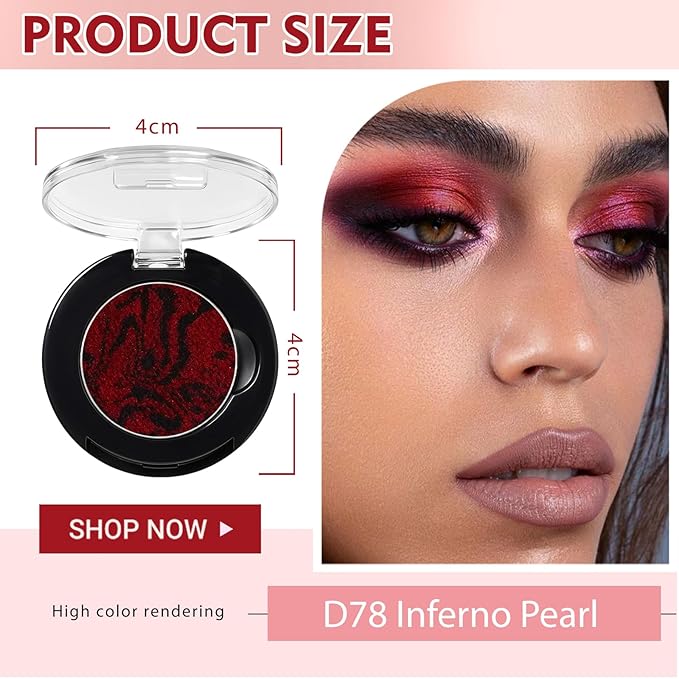 Refillable Eyeshadow Palette - Matte/Glitter/Duo-Chrome Pressed Powder & Cream Formula, Neutral/Shimmer/Smokey Multichrome, Travel-Friendly Iron Pan Refills (Glitter, D78)