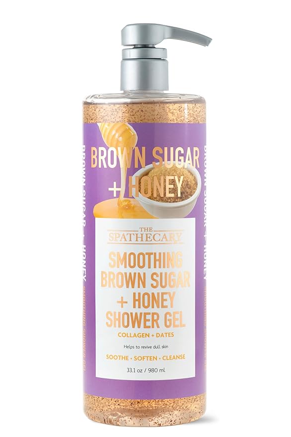 Smoothing Brown Sugar + Honey Exfoliating Shower Gel with Collagen and Dates, 32.8 oz
