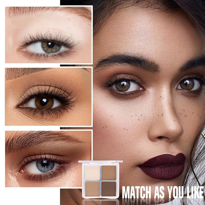 Nude Brown Matte Eyeshadow Quad Palette for Mature Skin, Mini High-Pigment Smoky Eye Makeup for Older Women, Waterproof Smudge-Proof, Vegan & Cruelty-Free