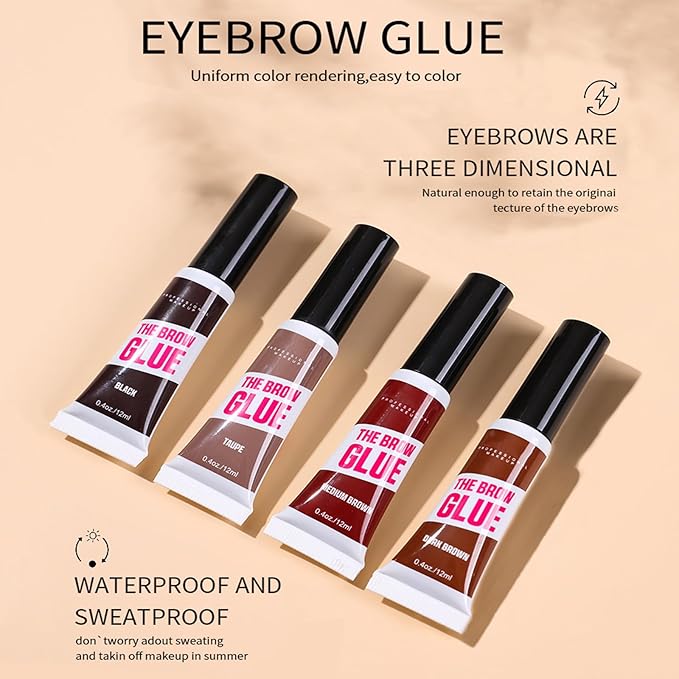 Waterproof Clear Eyebrow Gel Set, Fast Eyebrow Shaping,Long Lasting Transfer-Proof Extreme Hold Brow Glue (Transparent-2pcs 00#)