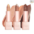 Oulac Moisture Nude Brown Lipstick Set 3PCS - Infinity High Shine Finish, Hydrating Vegan Lipstick Infused with Damask Rose Oil for All-Day Comfort, Gluten-Free, PG13+PG06+D06
