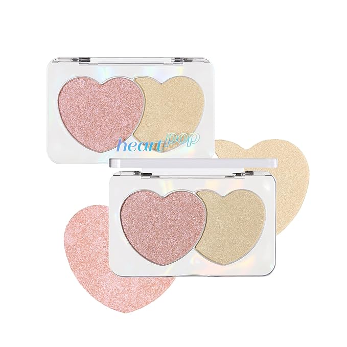 ETUDE Heart Pop Duo Blush, Soft Glow Cheek Colors, Natural Highlight & Glossy Finish, Lightweight Dual-Tone Formula, Korean Makeup Artist Collab, Compact 0.2 oz – Envy Flash