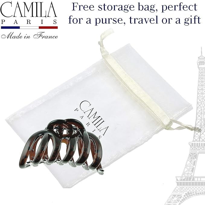 Camila Paris AD718 Octopus French Claw Clips for Women – Large 3.5 Inch Hair Clips for Thick Hair, Long Curly Wavy Hair, XL Strong No-Slip Grip, Cellulose Acetate, Made in France