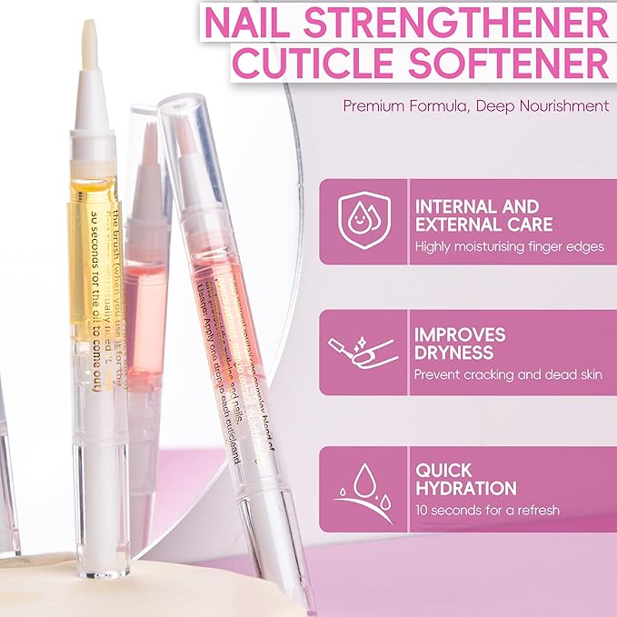 2PCS Cuticle Oil Pen for Nails,Nail Oil Pen for Nail Care,Cuticle Oil for Nails with Nail File,Nail Oil Cuticle Prevent Dry Cracking and Hangnails,Deep Nourishment(Orange & Watermelon Flavor)