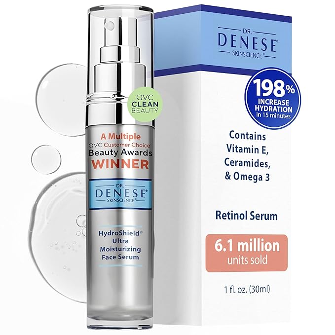 Dr. Denese SkinScience HydroShield Ultra Moisturizing Face Serum 1 oz – Retinol & Ceramide Formula for Deep Moisture, Radiant Smooth Skin, Fine Line Care – Dermatologist Tested & Cruelty Free