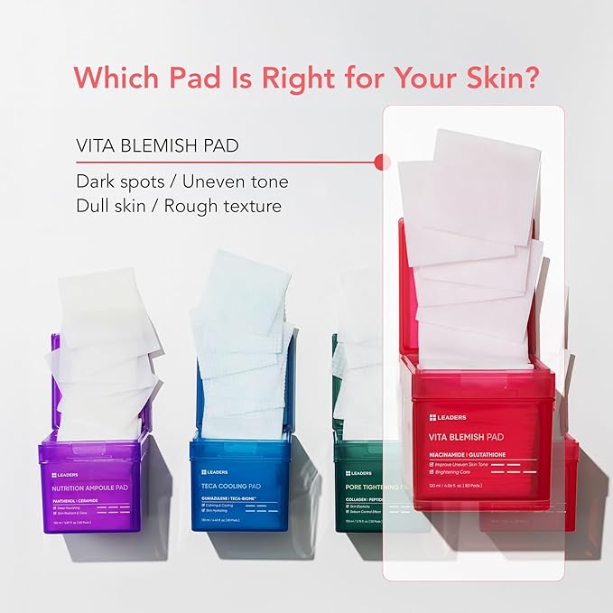 LEADERS Vita Pad - Targeted Solution for Skin Vegan-Certified | Gentle Formula | 80 Pads x 120ml