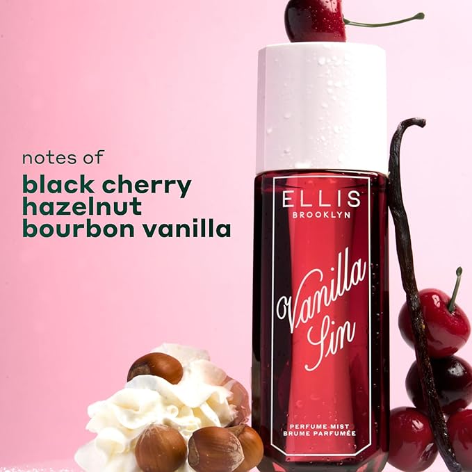 Ellis Brooklyn VANILLA SIN Perfume Mist, Gourmand Scent with Black Cherry, Freesia & Bourbon Vanilla, Vegan, Cruelty-Free, Sustainable Ingredients, Made in USA, 240ml/8.1 fl oz