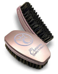 New Champagne Rose MEDIUM-SOFT 360 Wave 2.0, Boar Bristle Hairbrush - Non-Slip Grips, Indestructible Body, Waterproof, Debossed Logo - The Ultimate Curved 360 Wave Brush by Crown Quality Products