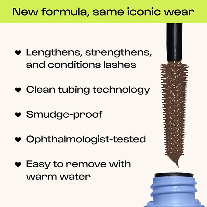 Alleyoop Tubing Mascara Brown – Lengthening Mascara Tubing Formula, Smudge Proof for Sensitive Eyes, Clean Vegan Lash Definition, Biotin Peptide Infused, Mini 4 mL