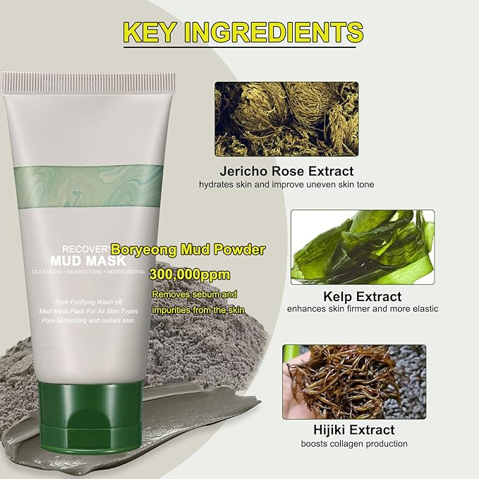 SEWOG Recovery Mud Mask, Relief Mud Mask for Face & Body, Deep Cleansing & Hydrating Clay Mask, Deep Pore Cleanser Oil Control Wash Off Body Mud