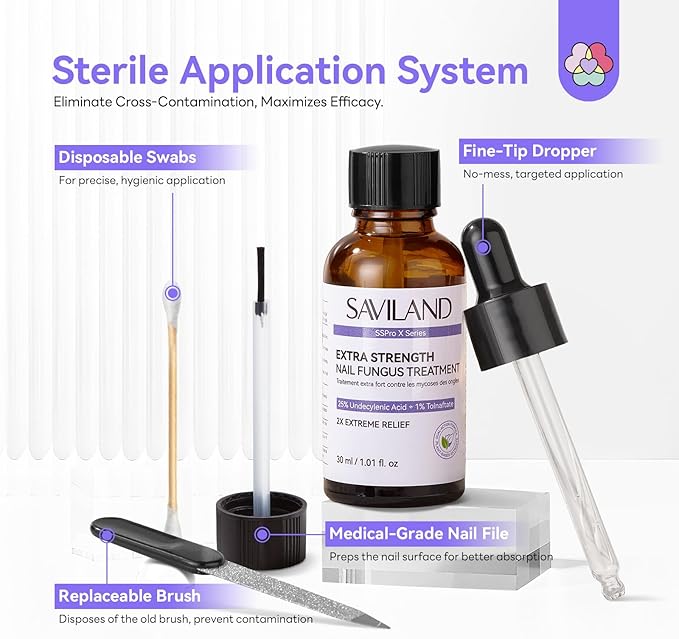 SAVILAND Toenail Fungus Treatment Extra Strength FSA-HSA: 2X Extreme Nail Repair for Discolored and Damaged Nails Toenail Softener Yellow Toenail Foot Toe Thick Nail Fungus Treatments Solution 2 fl oz