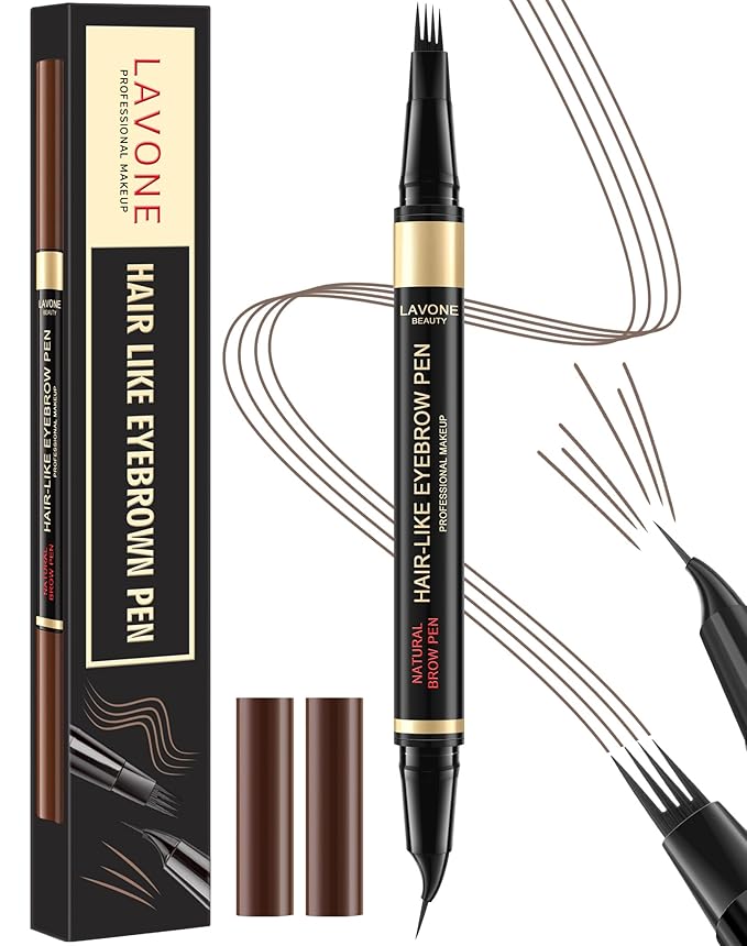 LAVONE Eyebrow Pen, 2-in-1 Eyebrow Pencils for Women with 4 Tip Microblading Eyebrow Pencil and Curved Precise Brow Pencil, Waterproof Eyebrow Pencil Create Full, Natural Hair-Like Brows, Light Brown