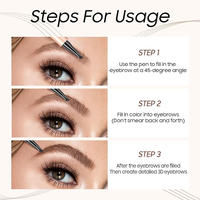 Microblading Eyebrow Pencil - 2026 New 4-Tip Waterproof Brow Pencil with Micro-Fork Tip, Longl Lasting Eyebrow Pen Eyebrow Pencils for Women (Gray)
