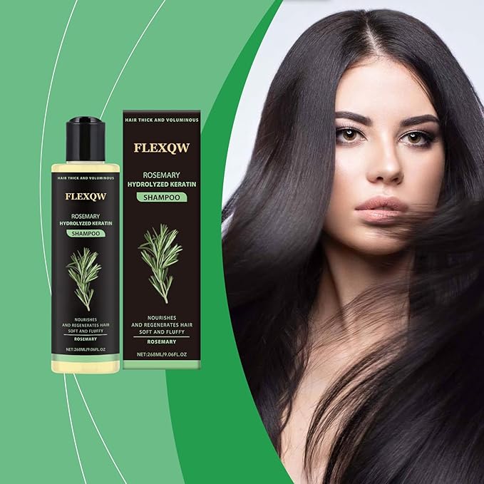 Rosemary Hydrolyzed Keratin Shampoo, Hair Thick and Voluminous, Nourishes and Regenerates Hair, Soft and Fluffy, 268ML/9.06FL OZ (2 Pack)