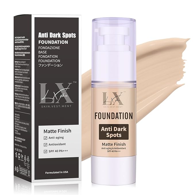 Anti-Dark Spot Liquid Foundation - Collagen Serum Foundation Infused with 2% Niacinamide, High Coverage For A Smooth & Satin Finish, 101 Light