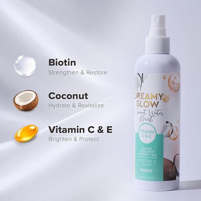 Nicka K New York, Dreamy Glow Batana & Coconut Mist, Hydrating Hair & Body Mist, Nourishing Spray with Batana Oil, Vitamins B5, C & E (Batana Water)