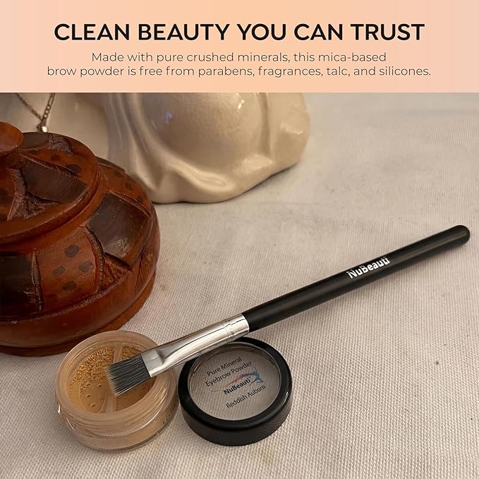 Natural Eyebrow Powder Eyebrow Kit – Mica Brow Powder Eyebrow Makeup Kit with Professional Angled Eyebrow Brush – 10 Natural Shades – No Parabens or Chemicals – Eyebrow Shaper Kit by NuBeauti
