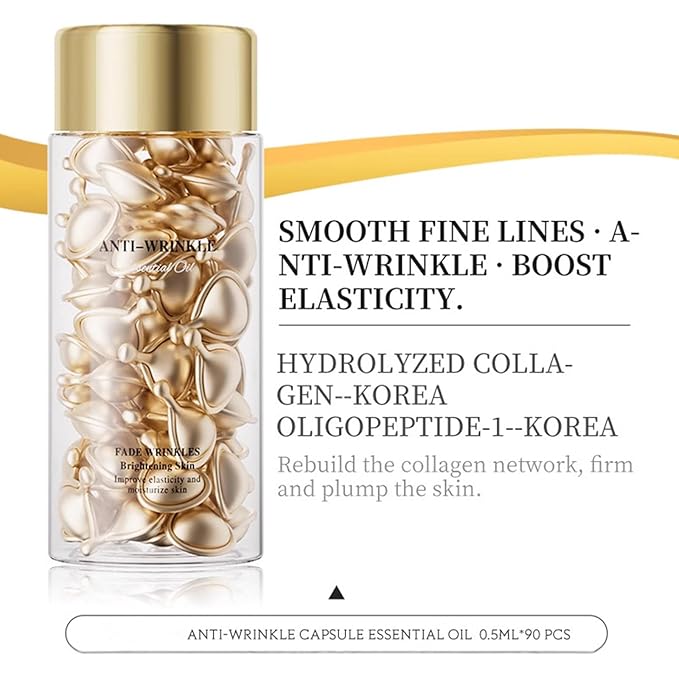 Retinol Capsules Serum for Face, Moisturizing Retinol Serum for Women Anti Aging with Sodium Hyaluronate, Anti Wrinkle Face Capsules Serums for Women Skin Glowing Firming and Radient, 90 count