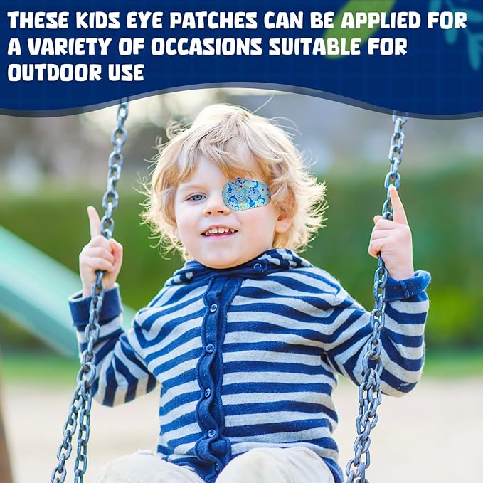 Panelee 45 Pcs Adhesive Eye Patches for Kids Boys 9 Styles Eye Patches Latex Free Eye Pad Bulk Light Blocking Fun Cute Boys Designs Cotton Adhesive Bandages for Boys Toddler