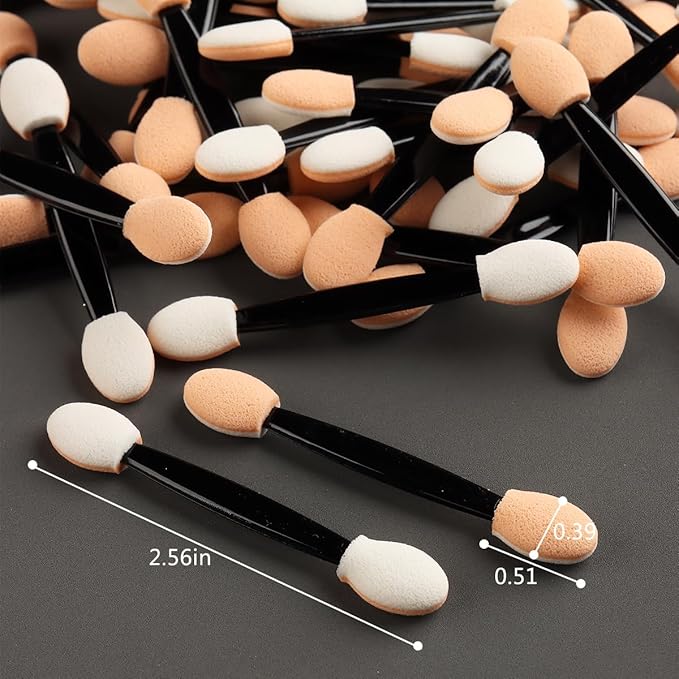 Fcozpjk Disposable Eyeshadow Applicators, 100PCS Chrome Nail Powder Applicator Brush, Dual Side Eye Shadow Sponge Sticks, Nail Glitter Powder Pigment Pen Brush, Nail Art Applicator Tools