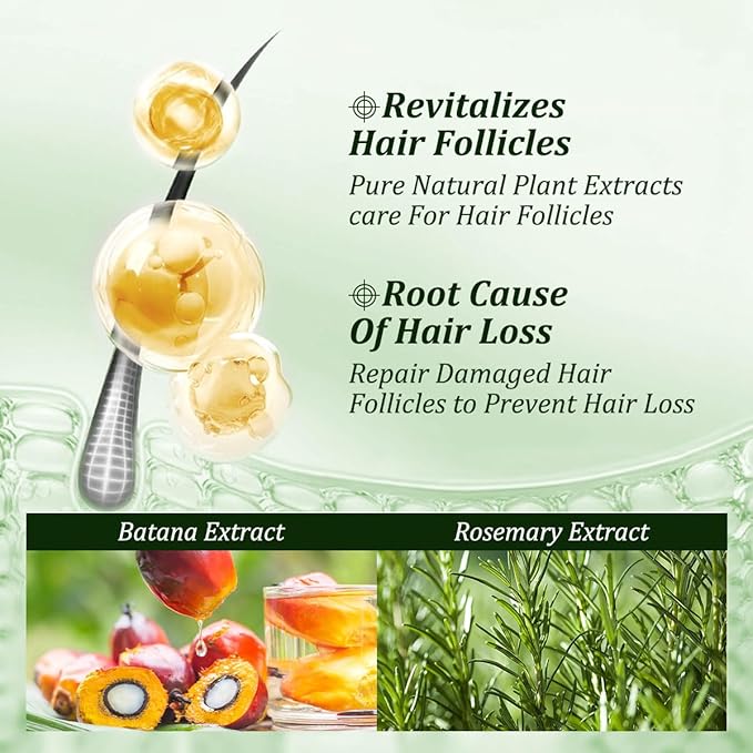 Batana Oil Shampoo,Rosemary Shampoo,Nourishing & Rejuvenating for Softness & Volume, Suitable for Men & Women, Reduces Hair Loss (10.14 fl oz)