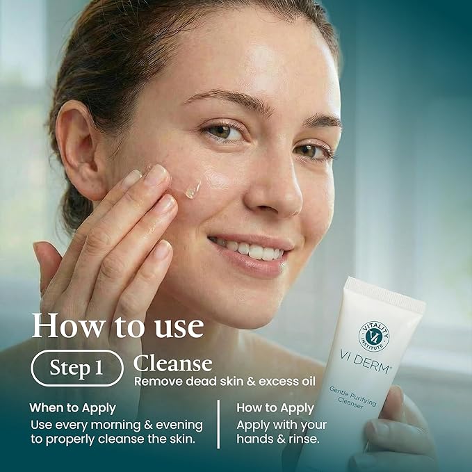 VI Derm Hydrating Gentle Purifying Cleanser – Face Wash with Aloe Vera, Antioxidants, and Willow Bark, Travel Size Mini Facial Cleanser for Makeup Removal and Sensitive Skin – 0.75 Fl Oz / 22 mL