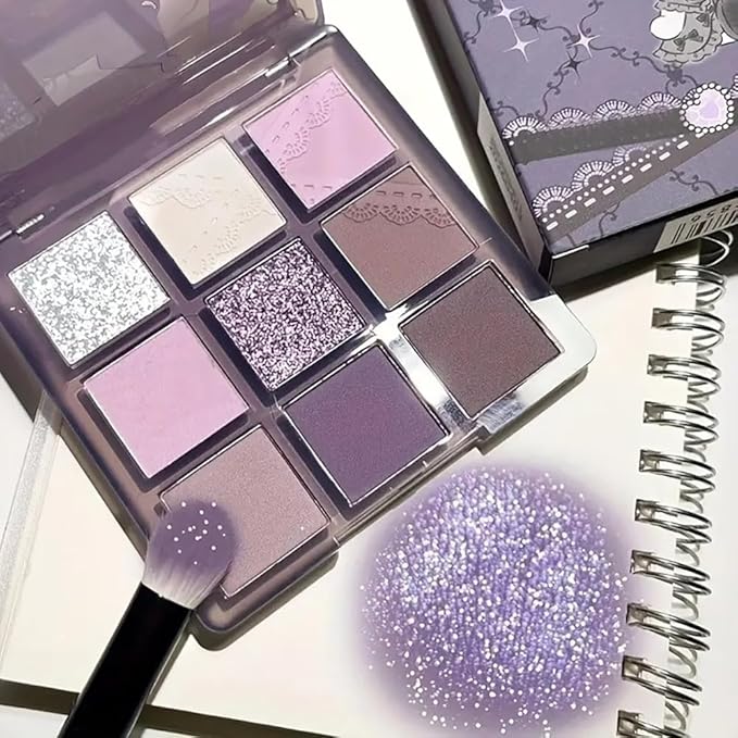 9 Colors Taupe Eyeshadow Palette Set - Mauve Purple Taupe Eye Shadow Palette Makeup for Older Women, Matte & Glitter Shimmer Natural Finish, Perfect for Mature Eyelids and Subtle, Elegant Looks