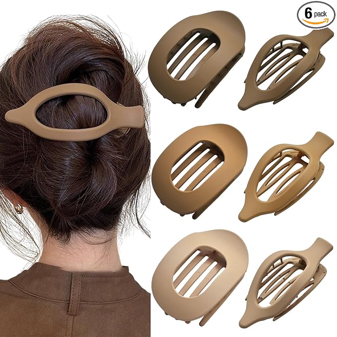 Flat Claw Clips for Women, Large Duckbill French Hair Clips, 6 Pack Non-Slip Matte Hair Accessories for Thick & Thin Hair