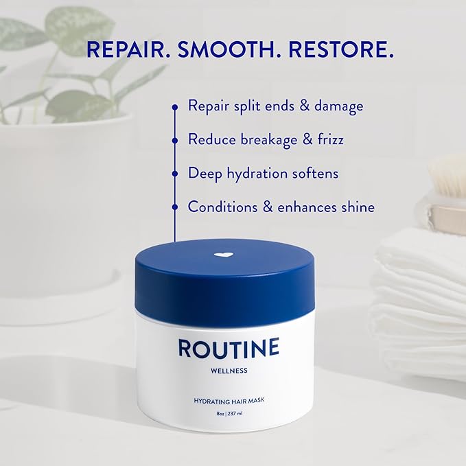 Routine Wellness Deep Conditioning Hair Mask - Bring Dry, Damaged Hair Back to Life – Hydrating Repair Treatment that Moisturizes, Strengthens & Adds Volume – Gardenia 8oz