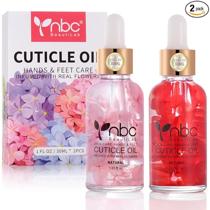 Nail Cuticle Oil, 2Pcs 30ml Rose & Strawberry Cuticle Oil Set Nail Growth Oil with Vitamin E, Jojoba Oil Natural Plant Based Cuticle Oil for Nails Smoothing, Nourishing, Moisturizing