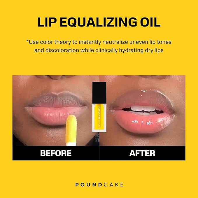 POUND CAKE Cake Theory Lip Tone Equalizing Oil Duo | Hydrating and High-Shine Blurring Lip Oils in Browning (Purple Brown Tint) & Melted Butter (Yellow Tint) | Clean, Vegan, and Moisturizing Formula